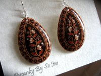 Spring Vines Bordered Teardrop Earrings Pysanky Eggshell Jewelry by So Jeo : pysanky pysanka ukrainian easter egg batik art eggshell jewelry pendants earrings drop dangle etched flowers gift women accessories accessory pendant necklace bail crystal finding sterling silver filled sojeo flowers celtic purple white red pink brown green purple orange cream burgundy magenta teal turqoise crows crow blue black so jeo art handmade